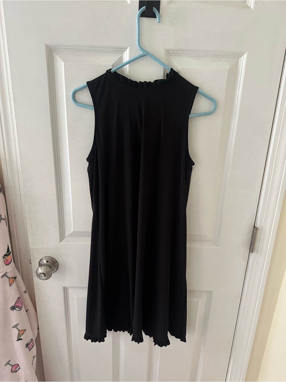 Nicole Miller Black Sleeveless Ruffle-Trim Midi Dress